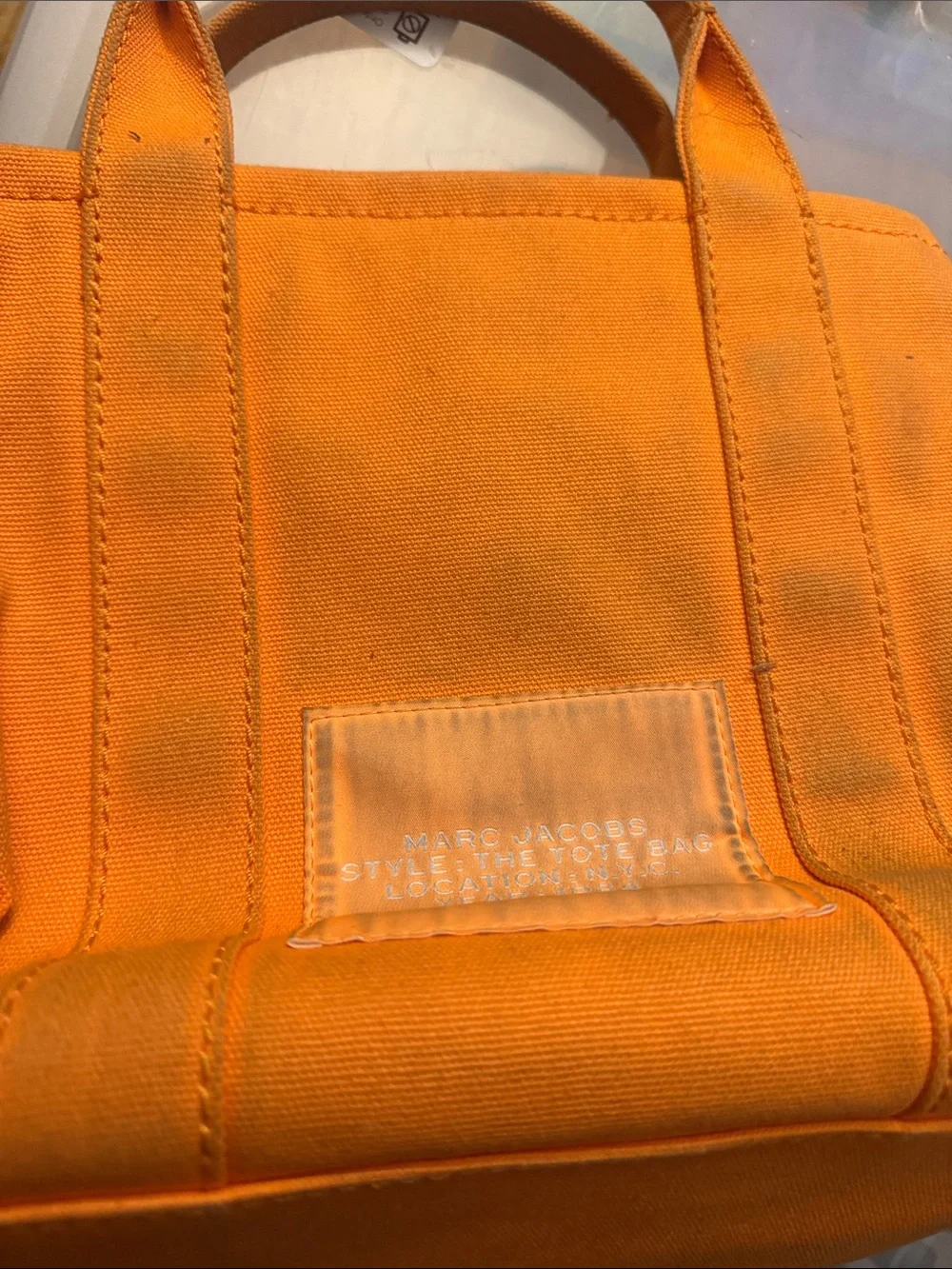 Marc Jacobs Orange / tangerine Canvas 'The Tote Bag' medium size used